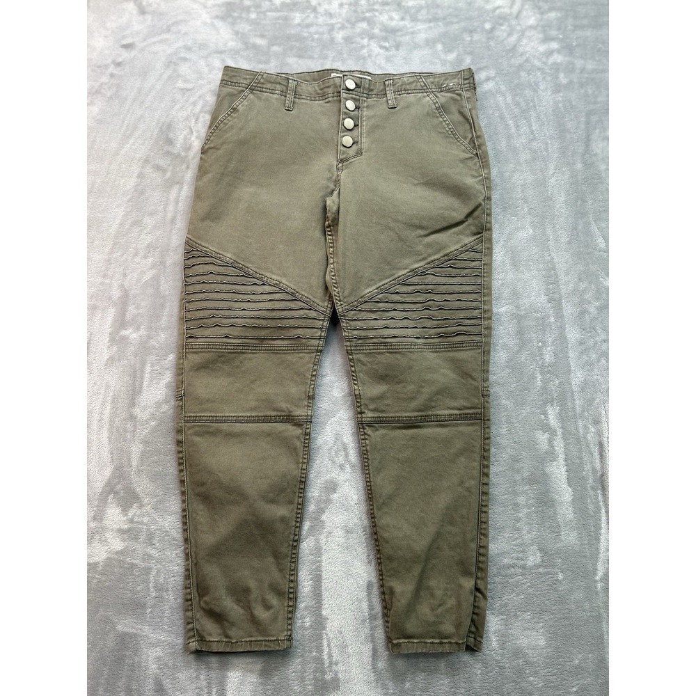 Abercrombie & Fitch Jeans Womens Sz 30 OD Green Moto Skinny Crop Ribbed Stretch
